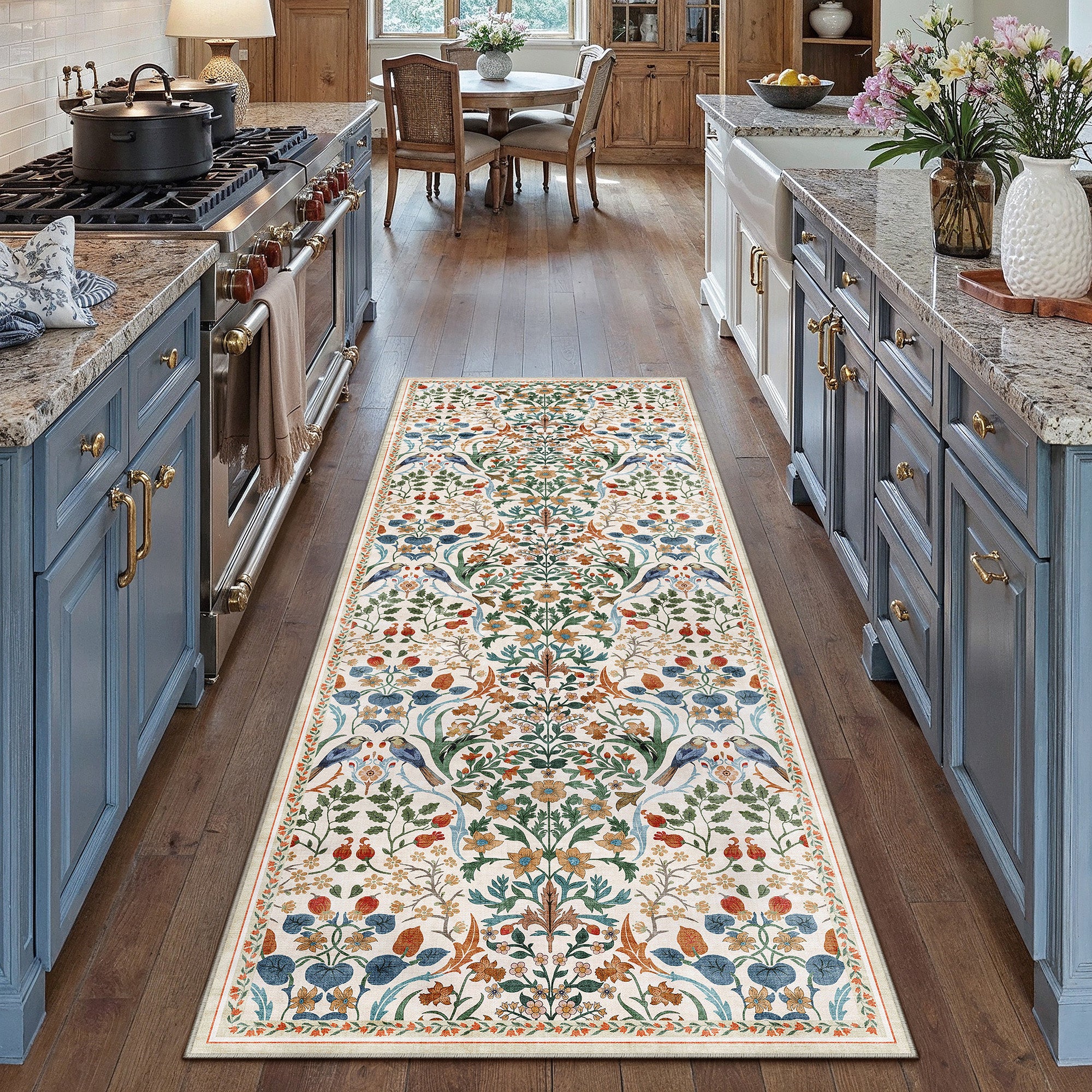 Spring Bloom Beige Runner Rug