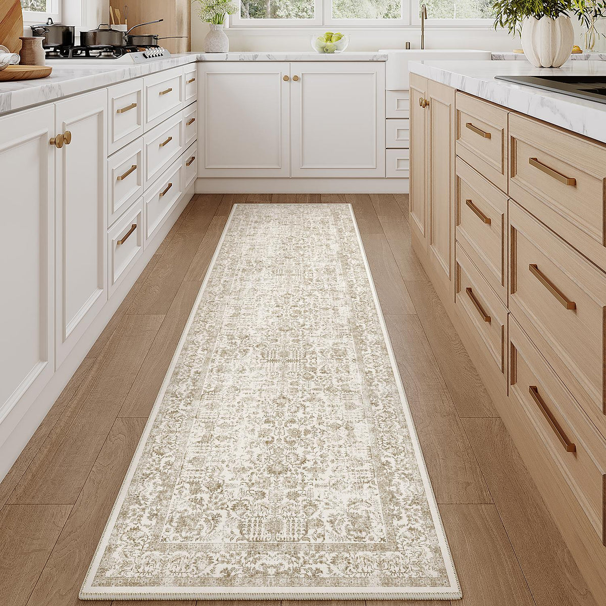 Amber Garden Light Brown Runner Rug