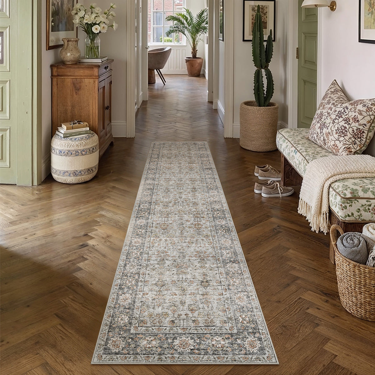 Raya Garden Taupe Runner Rug