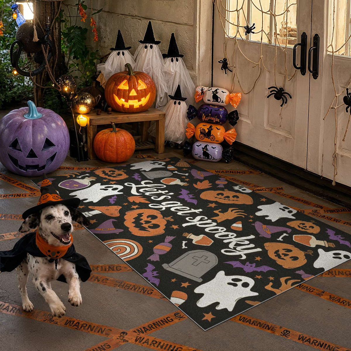 Spooky Gathering Black Doormat