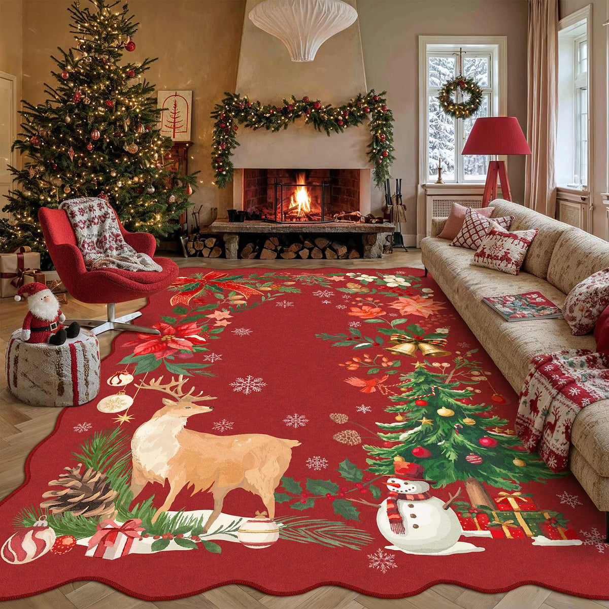 Winter Whisper Red Rug