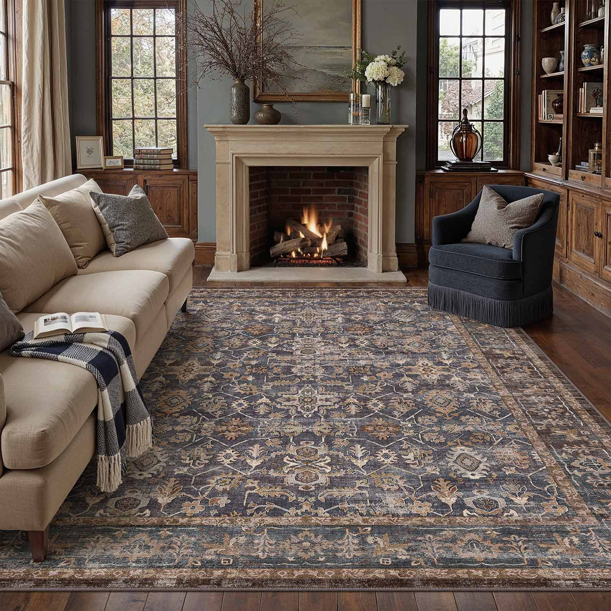 Verdale Blue Brown Rug