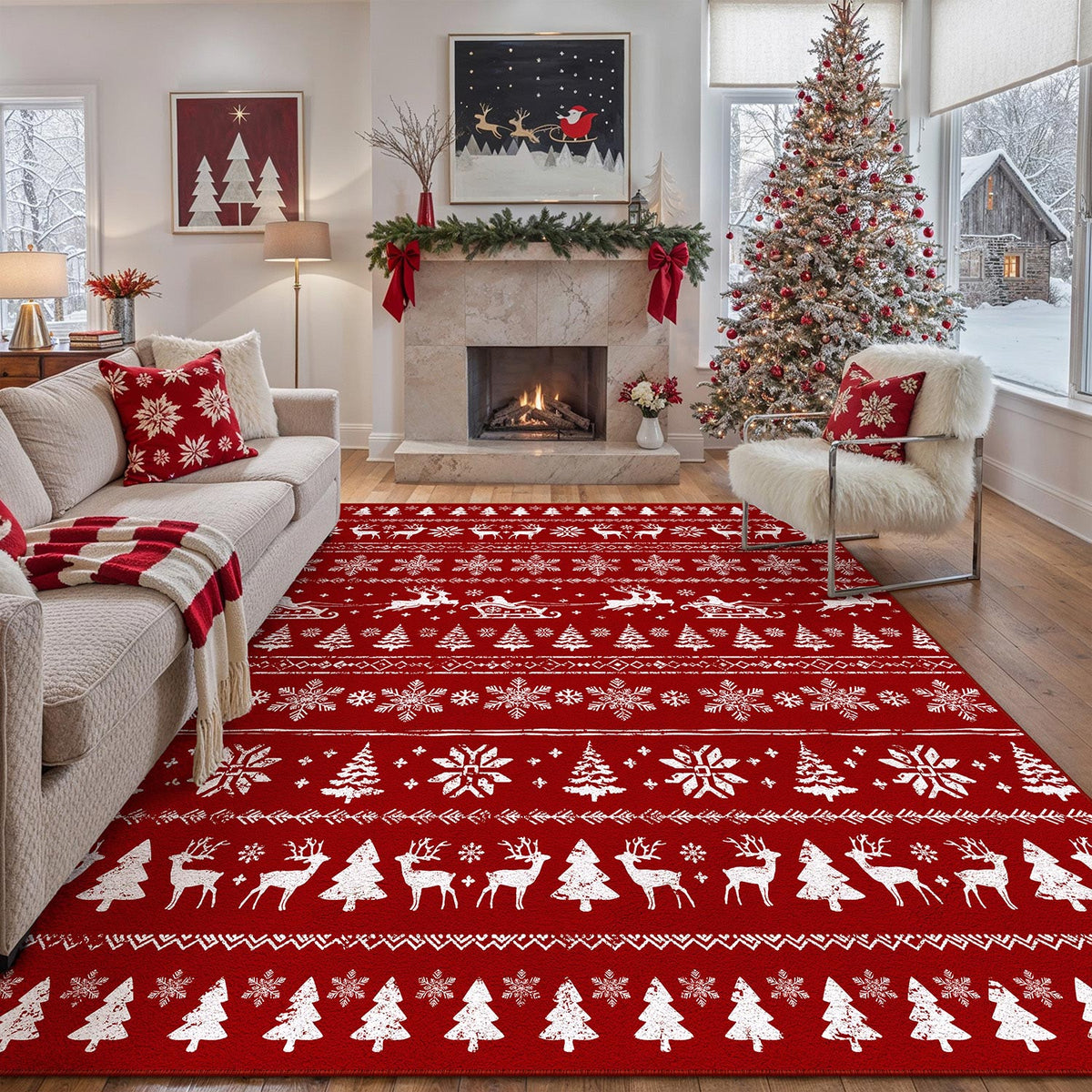 Christmas Eve Red Rug