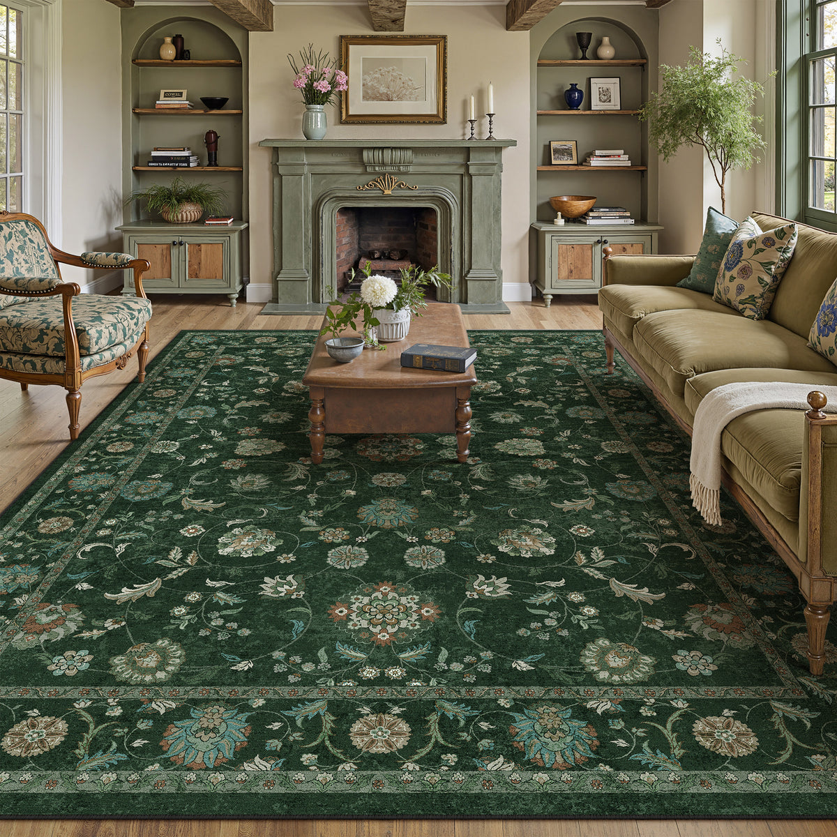 Vernal Bloom Green Rug
