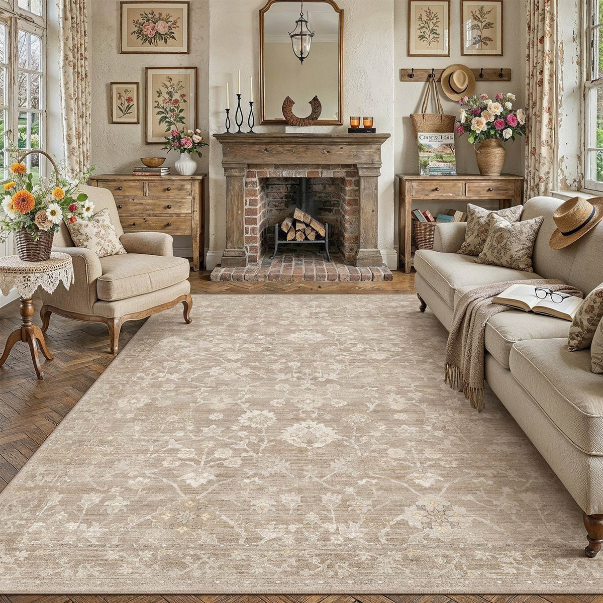 Oakwood Garden Beige Rug