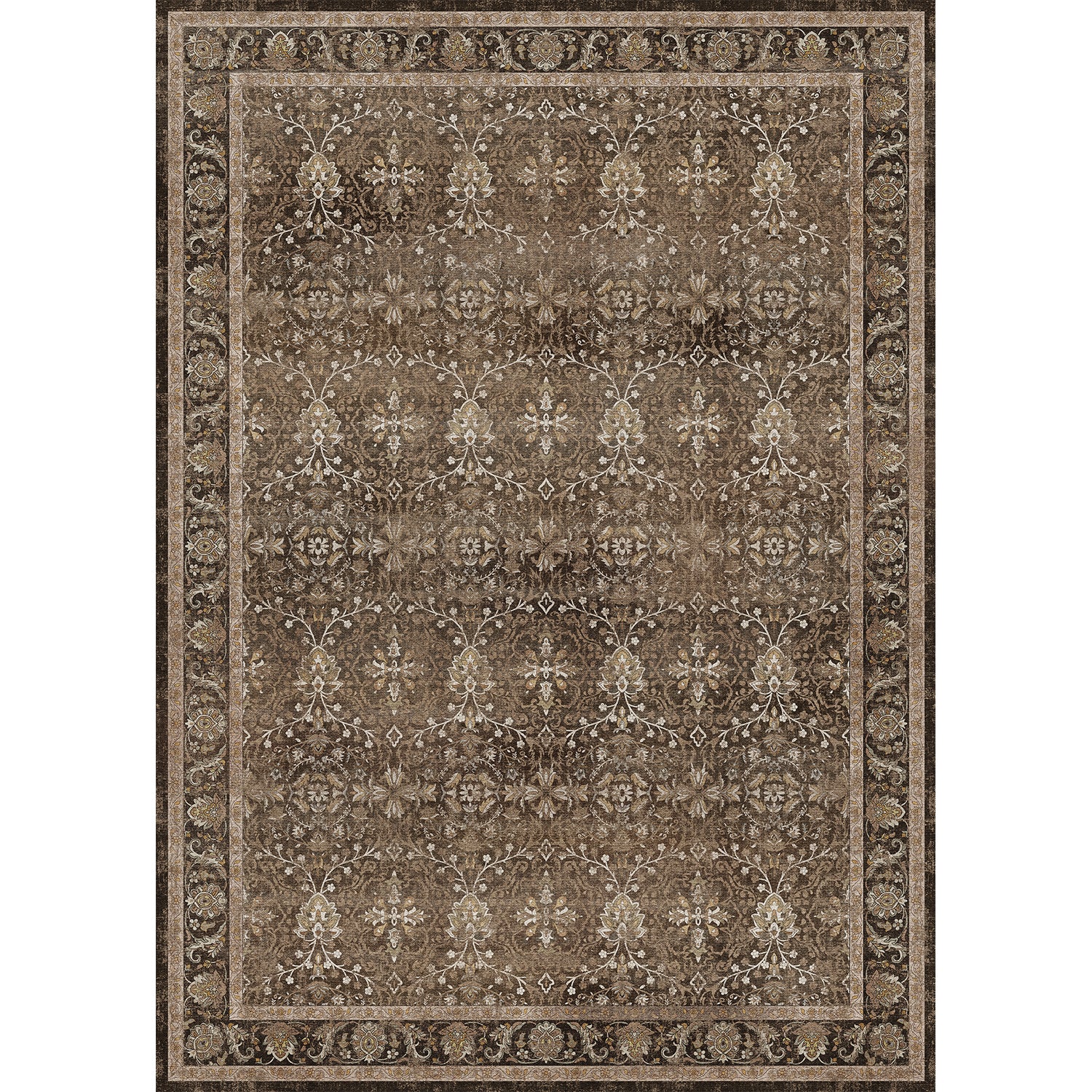 Rose Garden Brown Rug