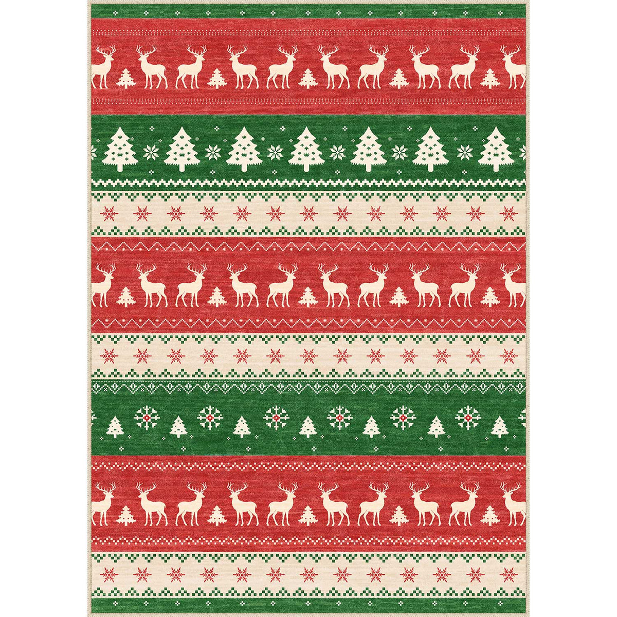 Evergreen Reindeer Red Rug