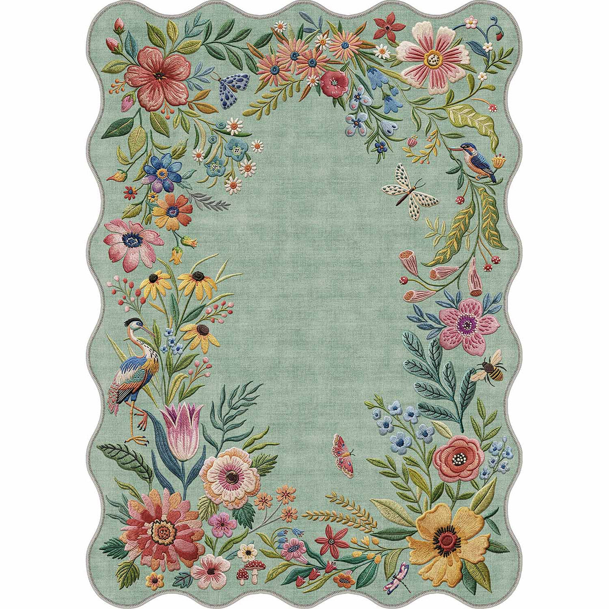 Blooming Frame Green Rug
