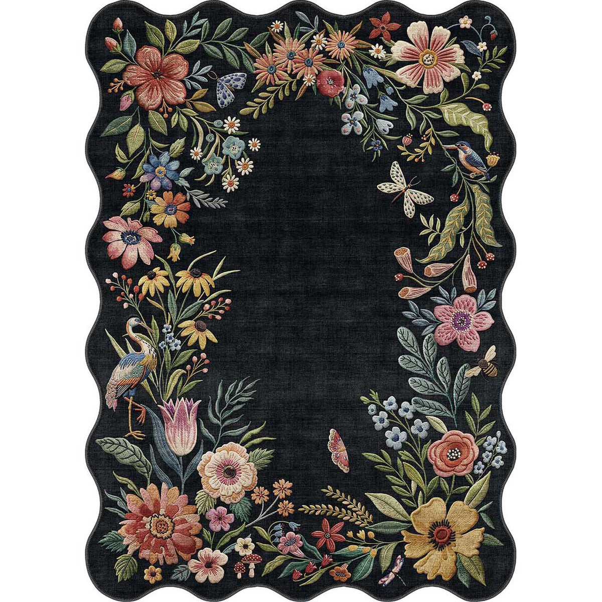 Blooming Frame Black Rug