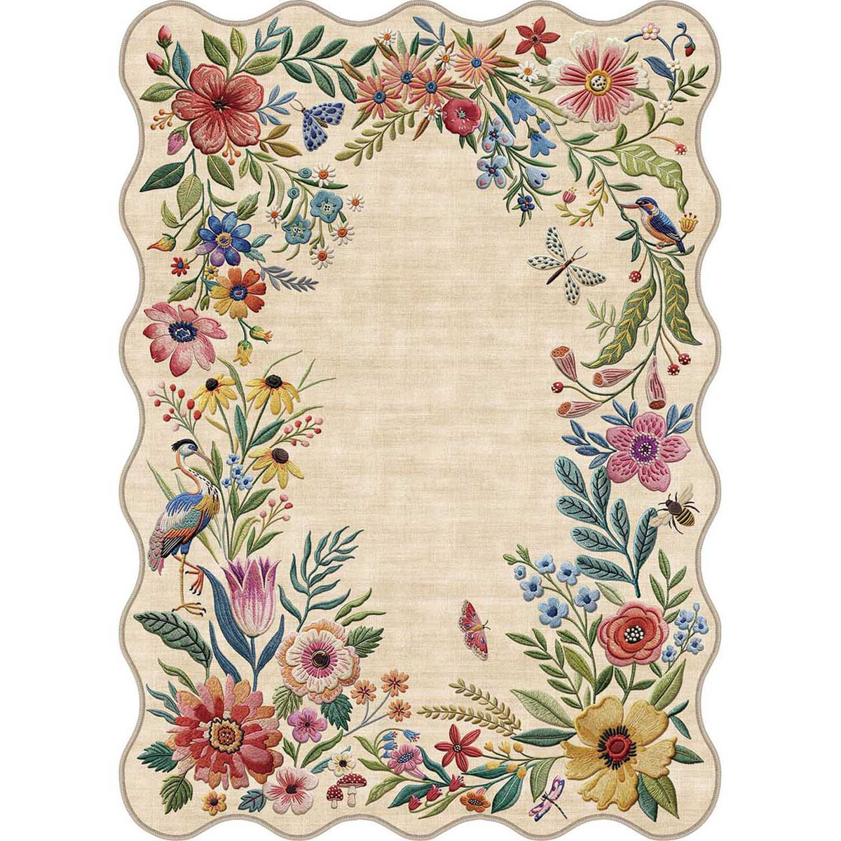 Blooming Frame Beige Rug