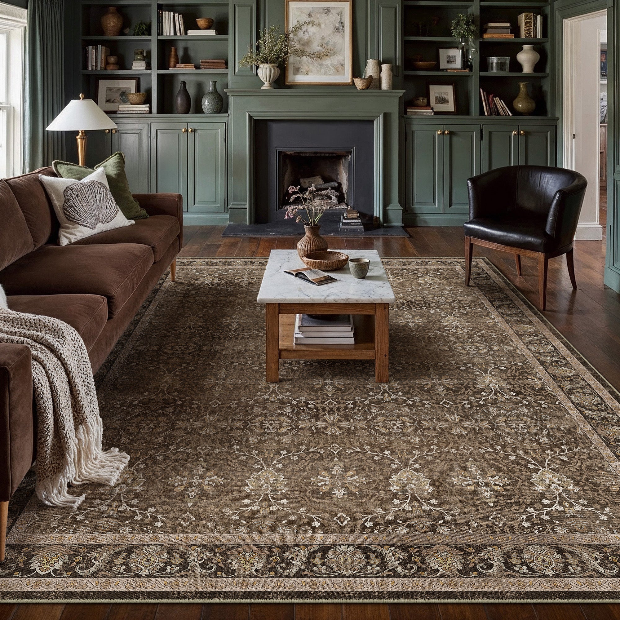 Rose Garden Brown Rug