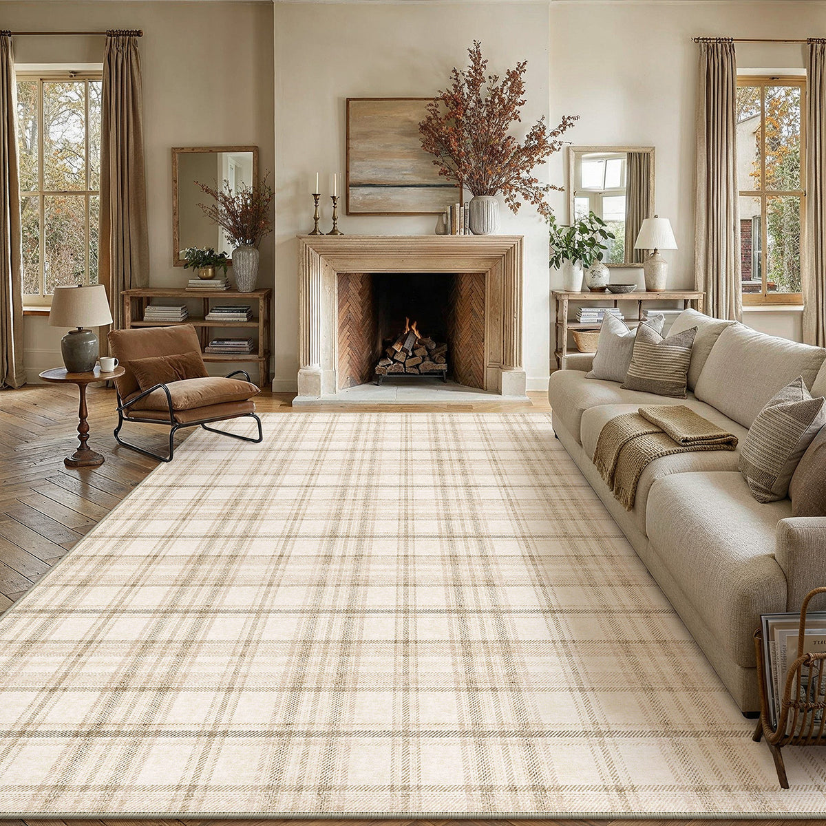 Waverly Plaid Beige Rug