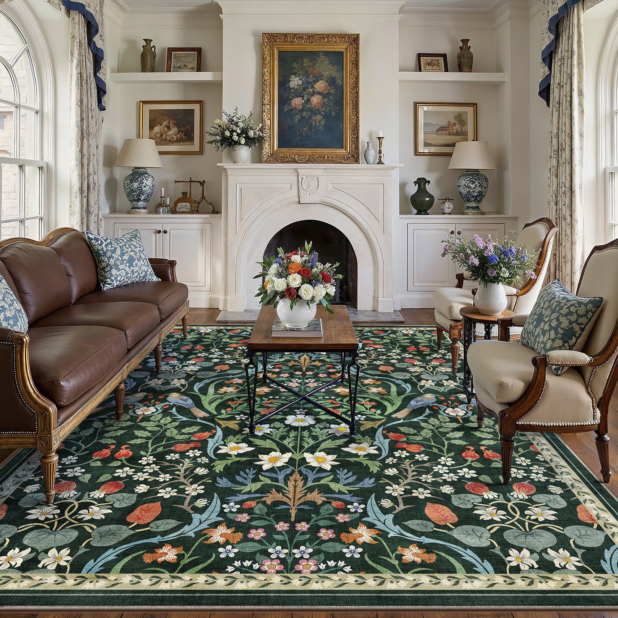 Spring Bloom Green Rug