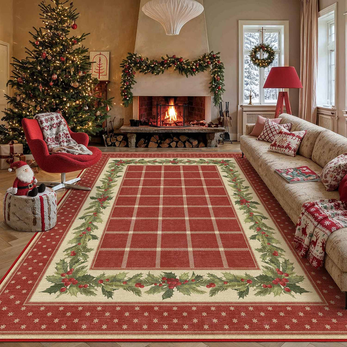 Holly Plaid Red Rug