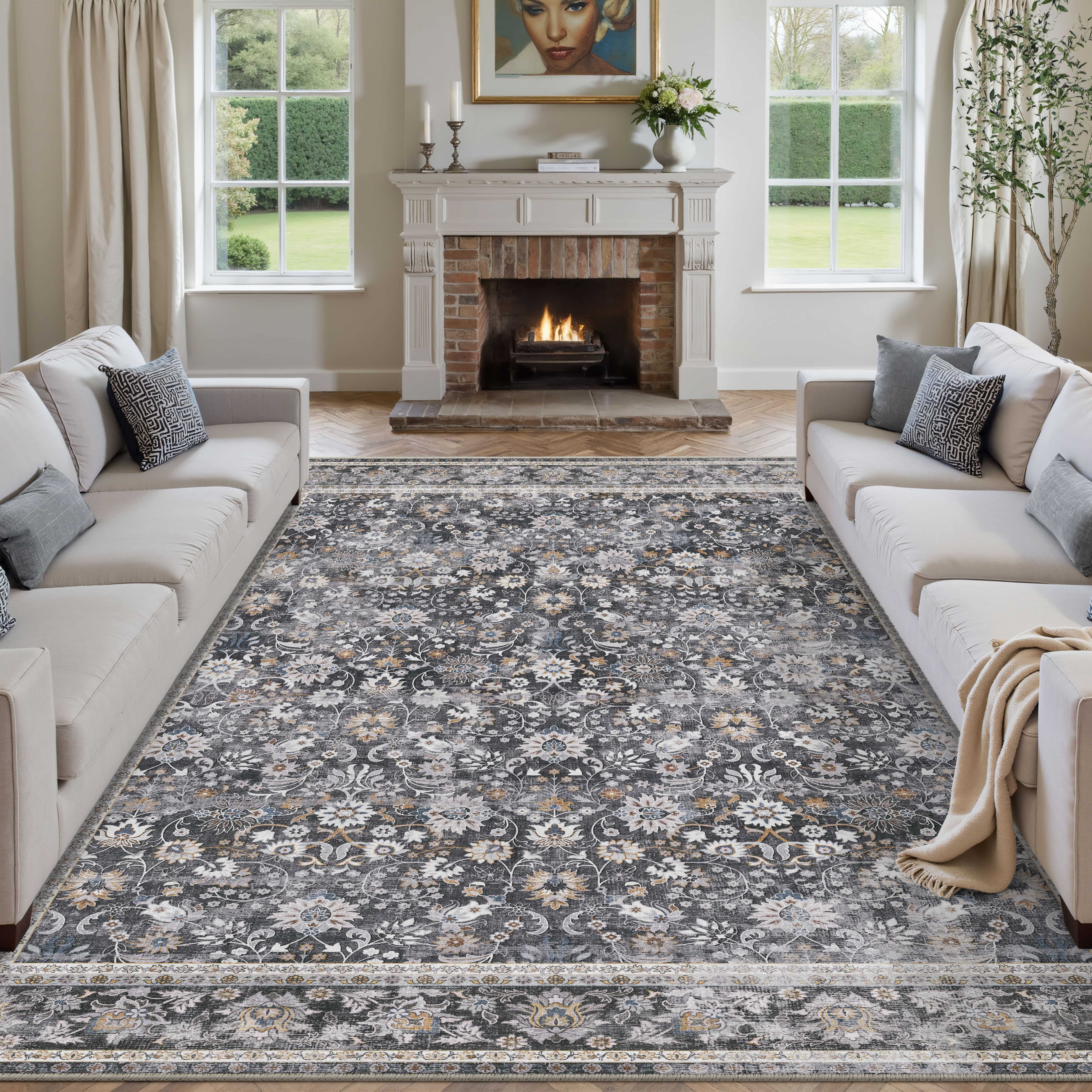 Sienna Bloom Black Rug