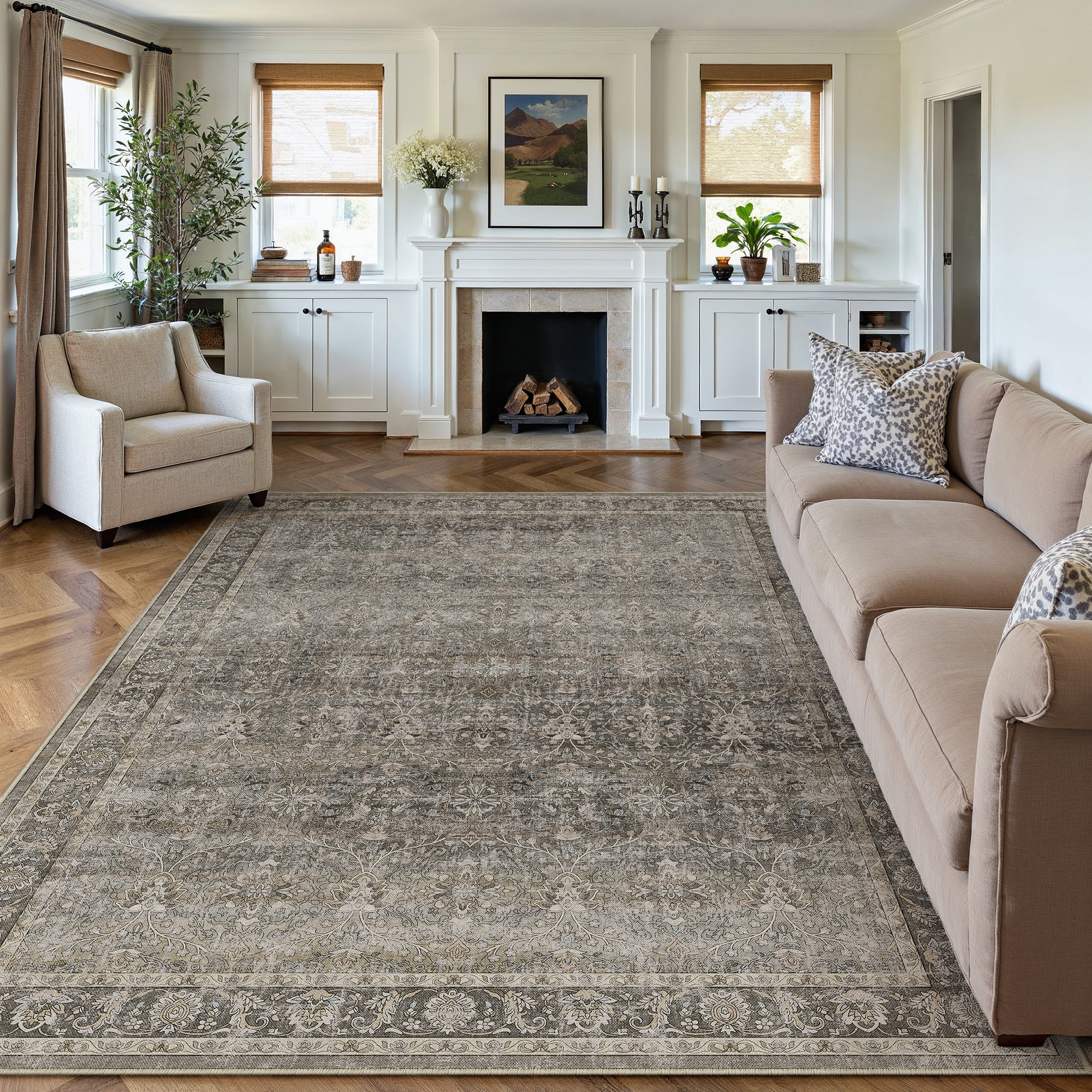 Rose Garden Gray Brown Rug